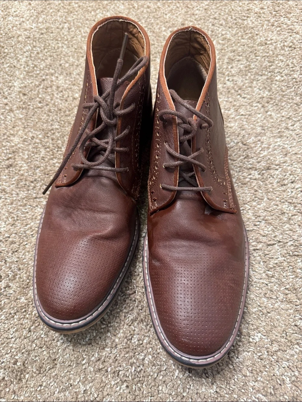 Steve Madden Men's Brown Leather Lace-Up Chukka Boot mid ankle SZ 7.5
